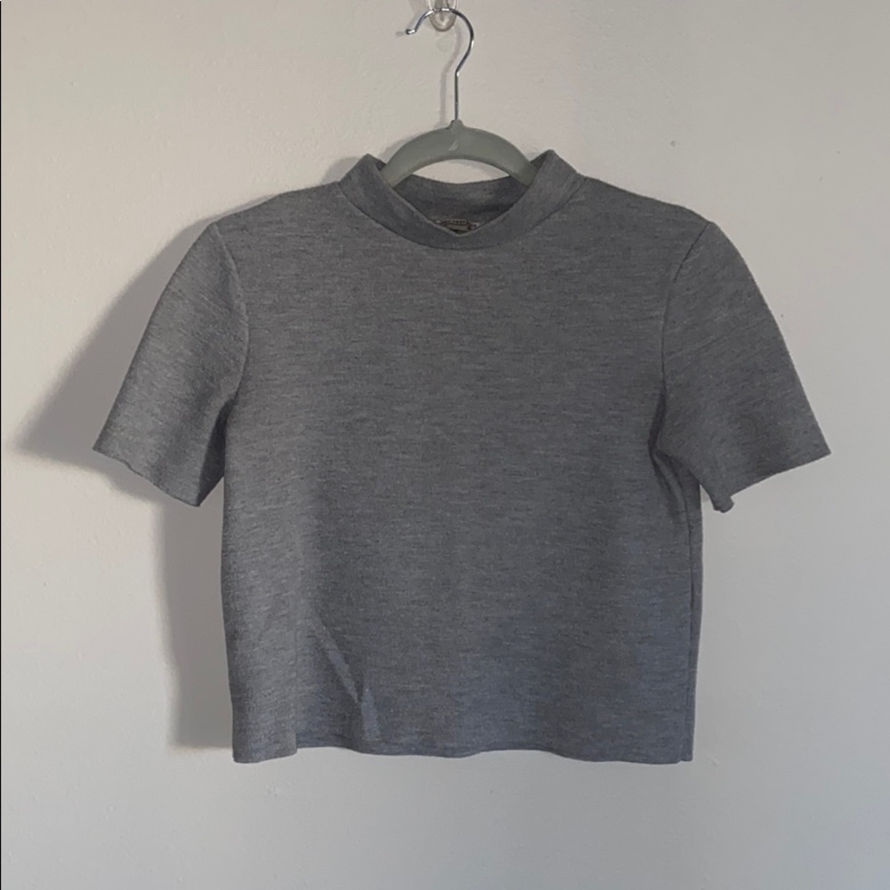 Gray Turtleneck Crop Top